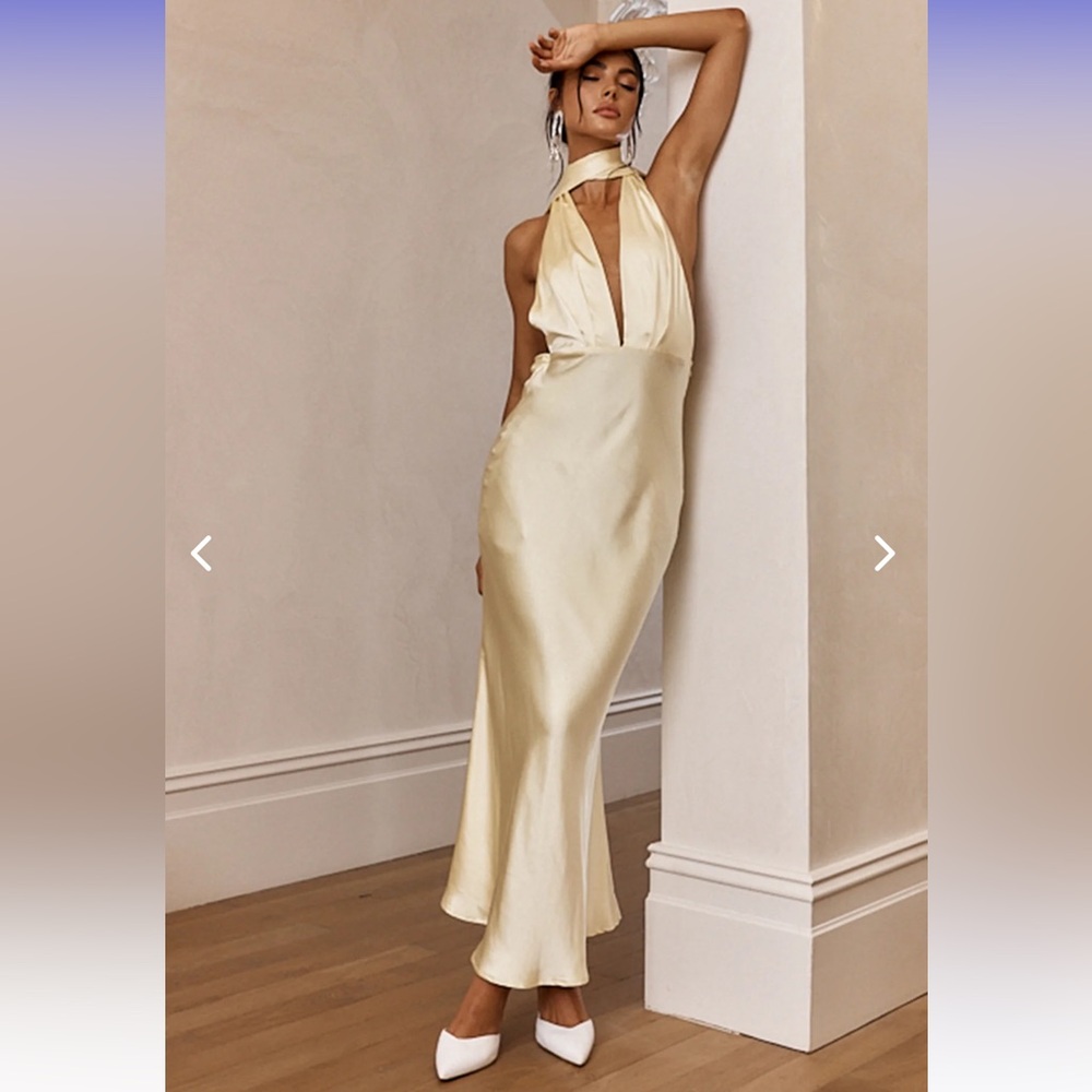 ITALIA AZURE HALTERNECK MAXI DRESS BUTTER